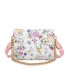 T11434 - Bolso con flores y cadena dorada y bandolera ajustable
