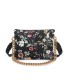 T11434 - Bolso con flores y cadena dorada y bandolera ajustable