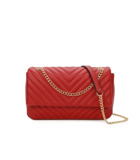 T11481 - Bolso estilo baguette con cierre imantado y efecto rayado