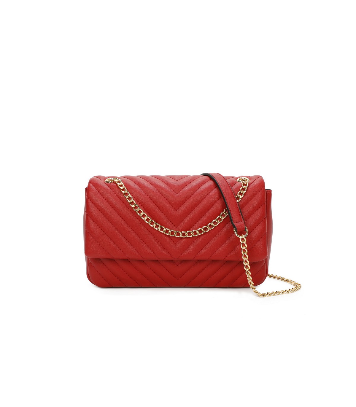 T11481 - Bolso estilo baguette con cierre imantado y efecto rayado