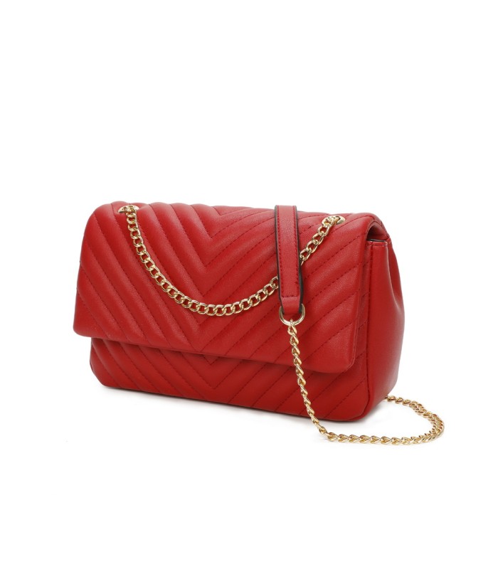 T11481 - Bolso estilo baguette con cierre imantado y efecto rayado