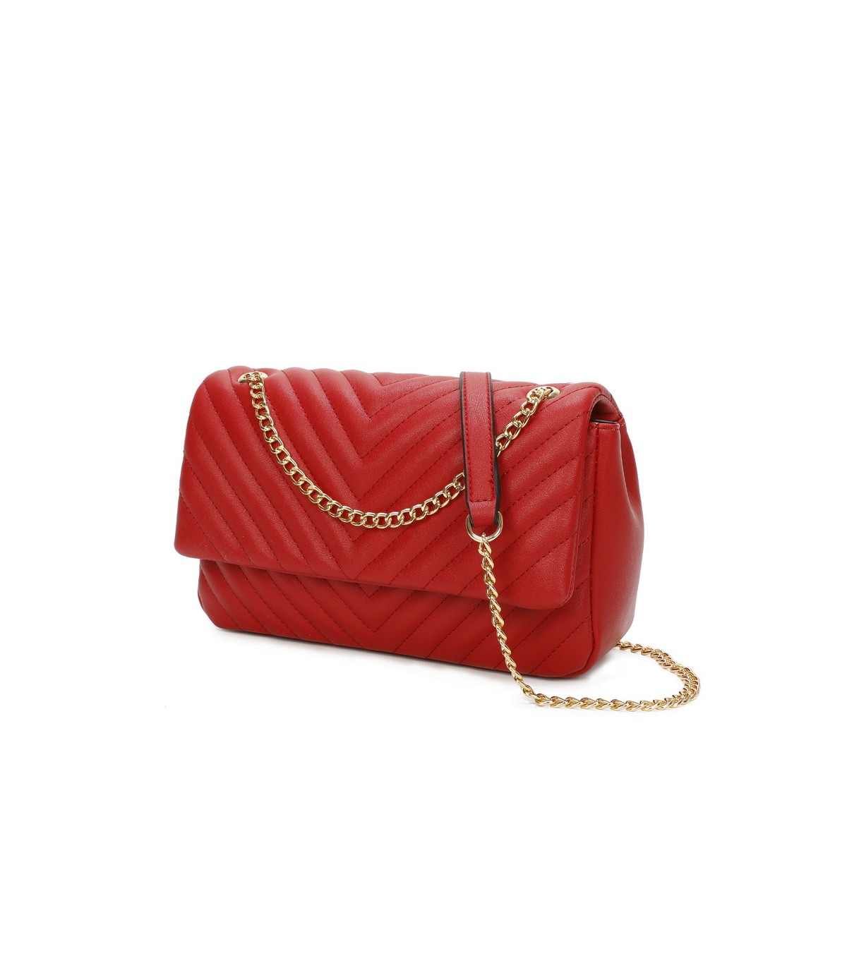 T11481 - Bolso estilo baguette con cierre imantado y efecto rayado