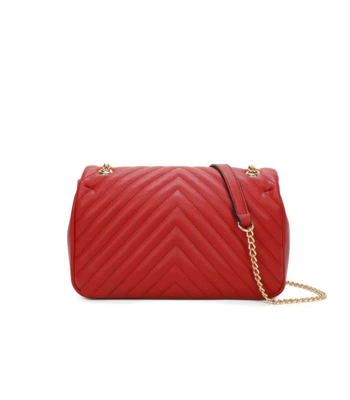 T11481 - Bolso estilo baguette con cierre imantado y efecto rayado