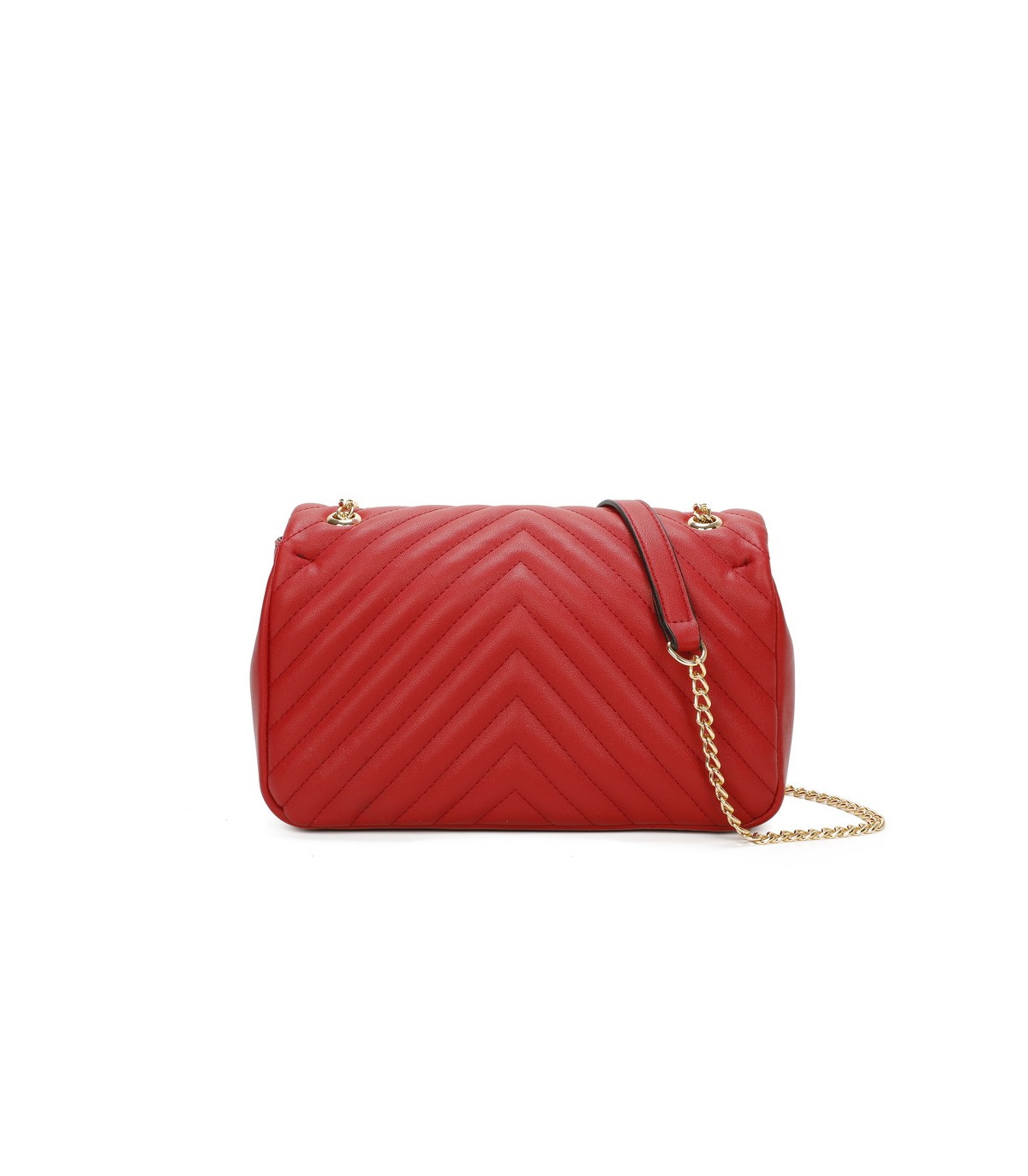 T11481 - Bolso estilo baguette con cierre imantado y efecto rayado