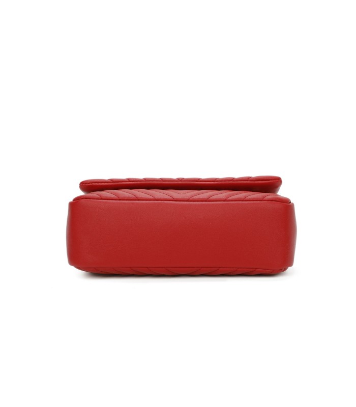 T11481 - Bolso estilo baguette con cierre imantado y efecto rayado