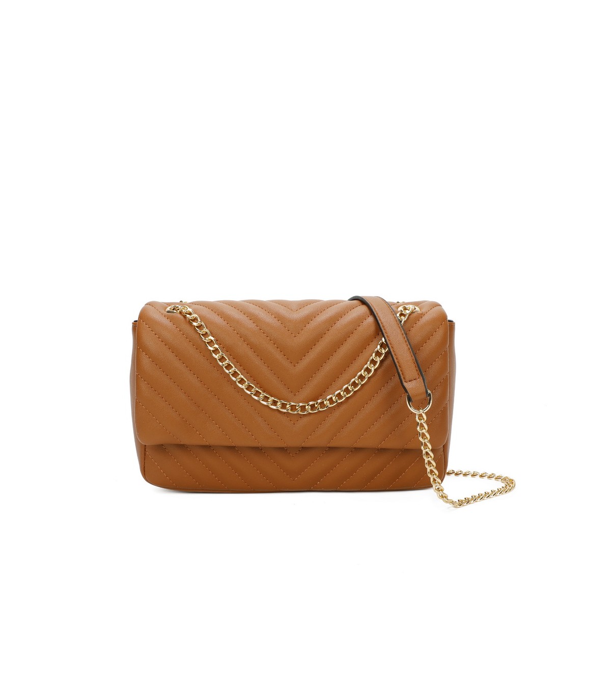 T11481 - Bolso estilo baguette con cierre imantado y efecto rayado