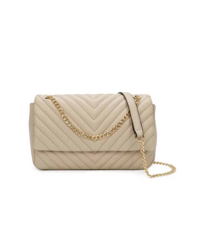 T11481 - Bolso estilo baguette con cierre imantado y efecto rayado