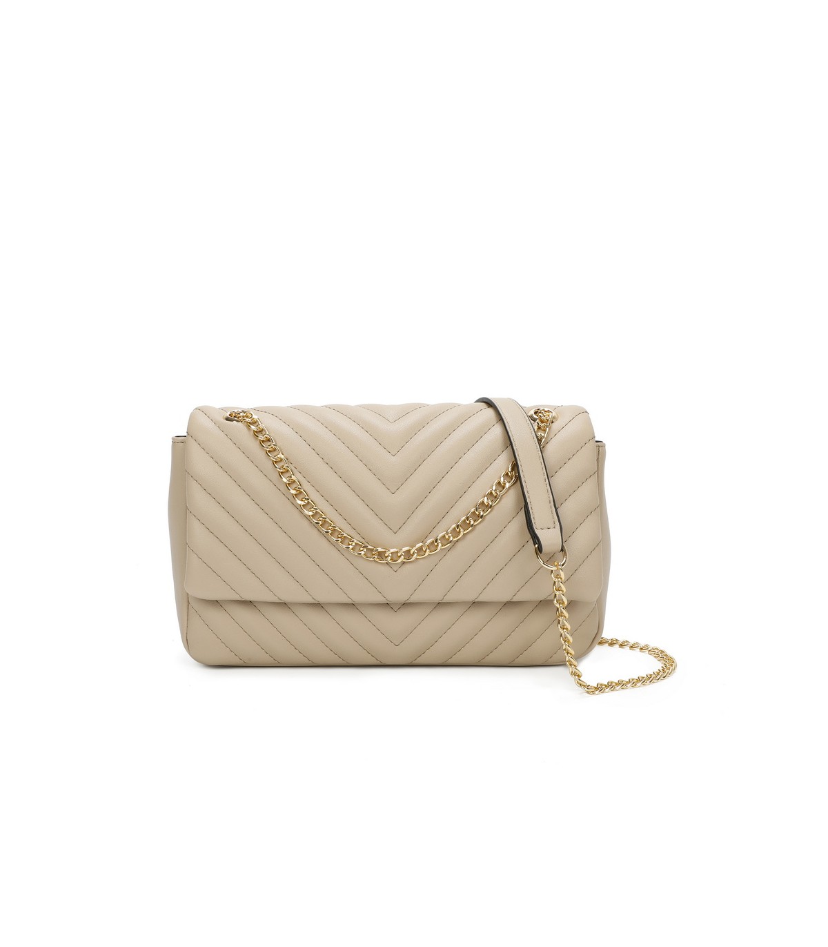 T11481 - Bolso estilo baguette con cierre imantado y efecto rayado