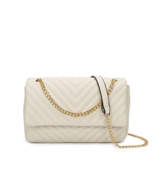 T11481 - Bolso estilo baguette con cierre imantado y efecto rayado