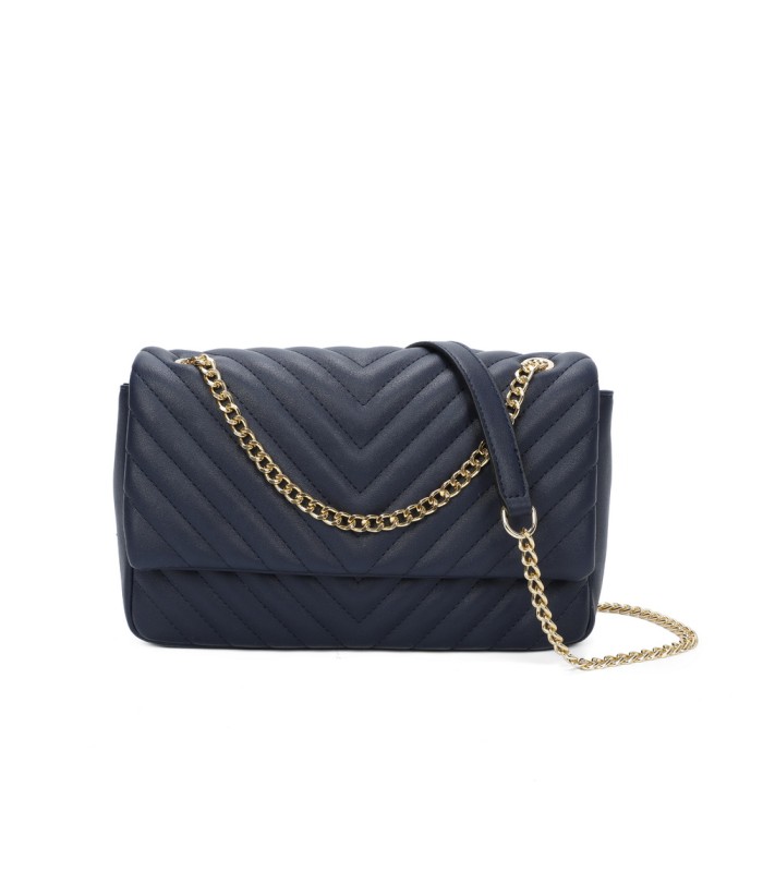 T11481 - Bolso estilo baguette con cierre imantado y efecto rayado