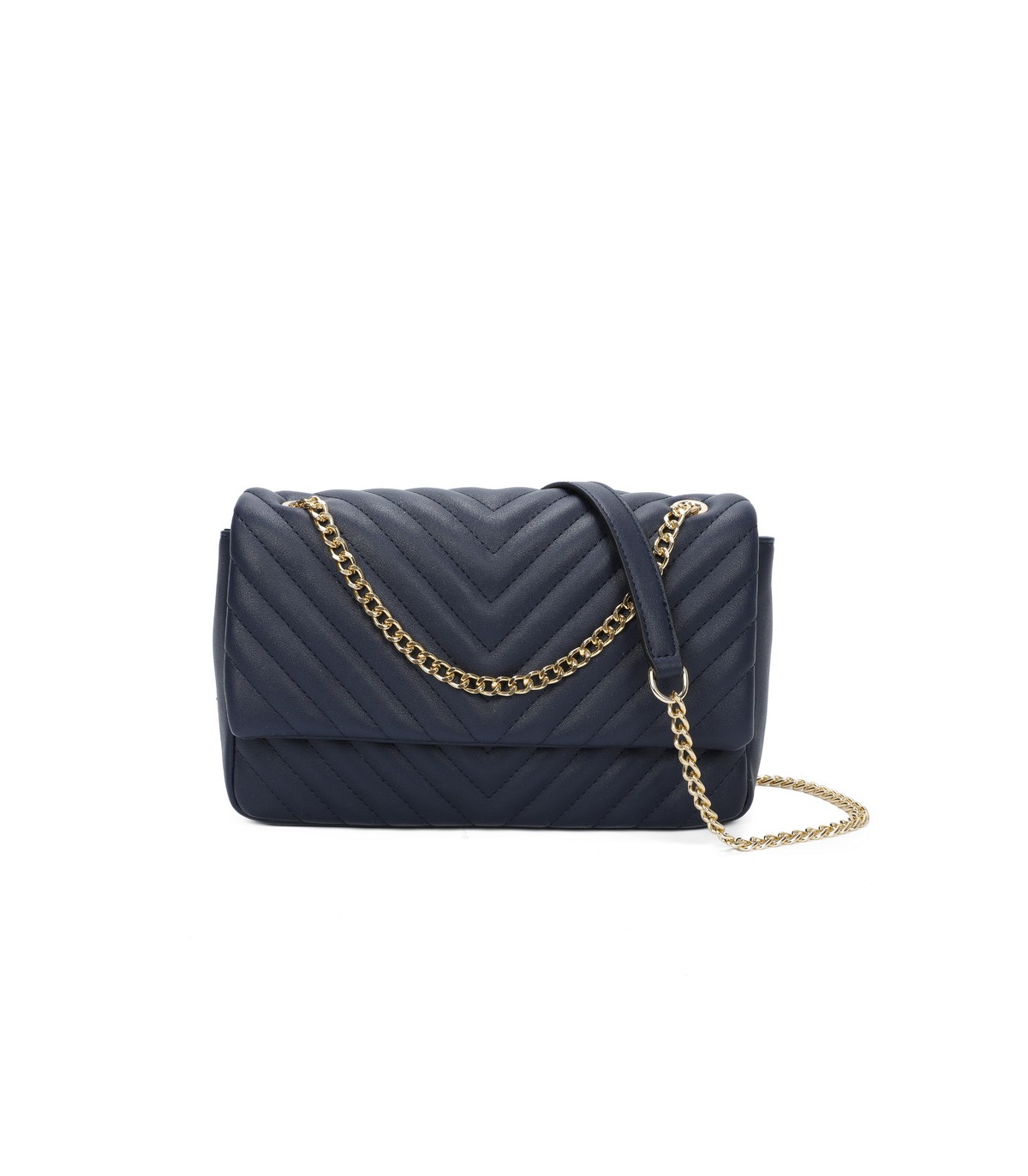 T11481 - Bolso estilo baguette con cierre imantado y efecto rayado
