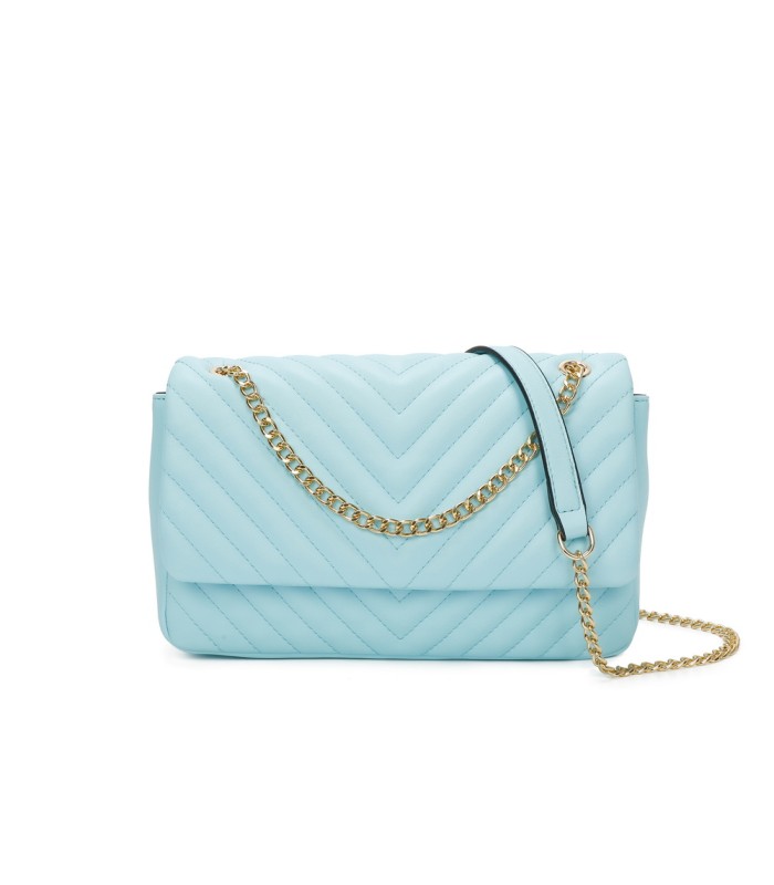 T11481 - Bolso estilo baguette con cierre imantado y efecto rayado