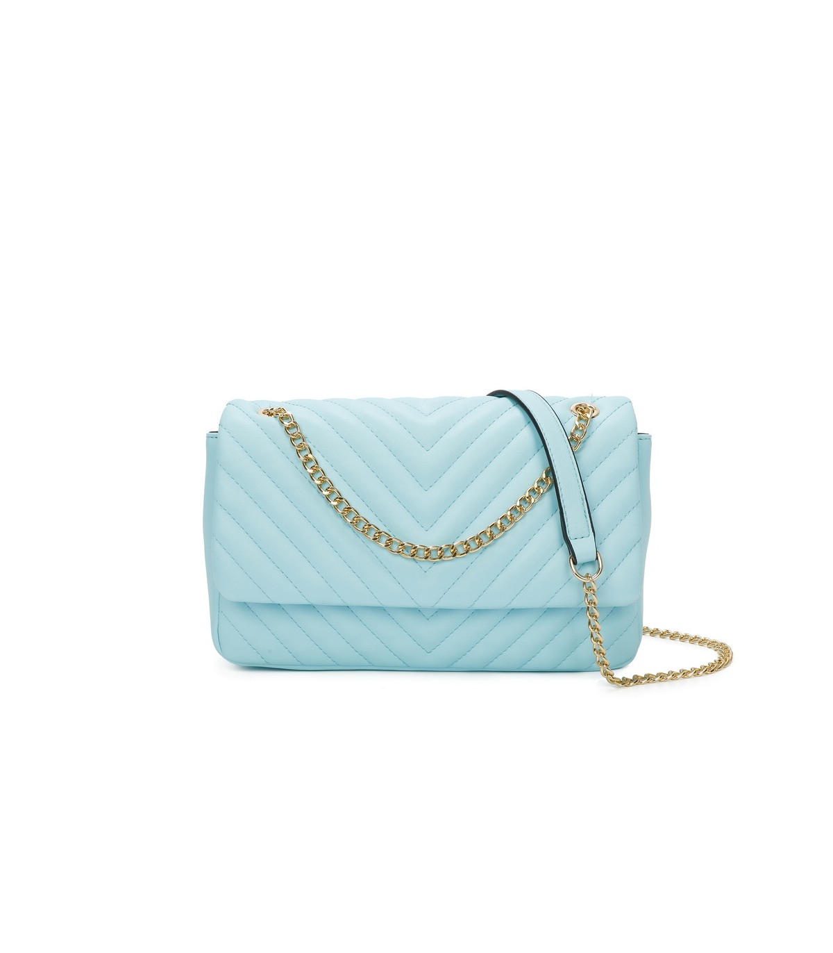 T11481 - Bolso estilo baguette con cierre imantado y efecto rayado