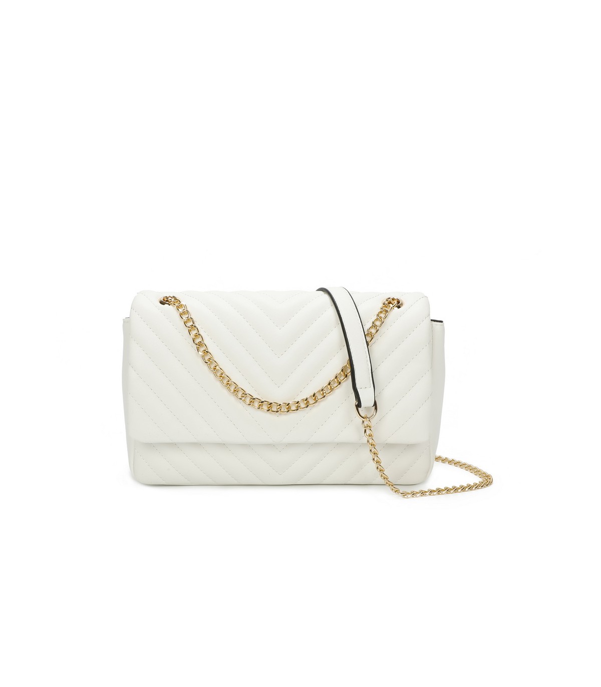 T11481 - Bolso estilo baguette con cierre imantado y efecto rayado