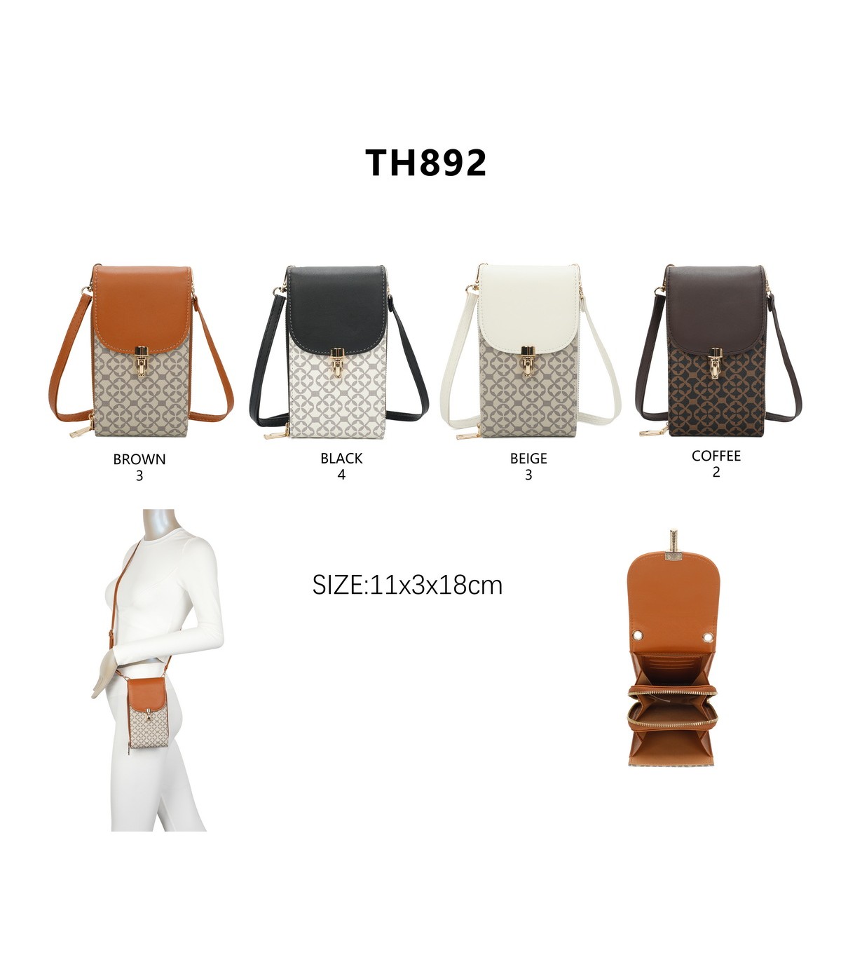 TH892 - Bolso para móvil con estampado geométrico