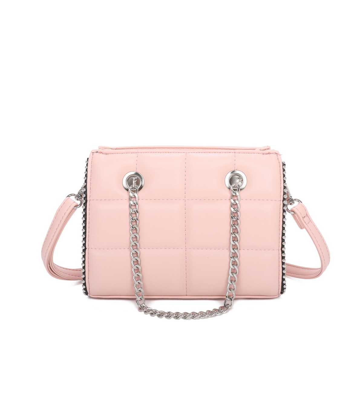 T11472 - Bolso bandolera con asa de cadena plateada