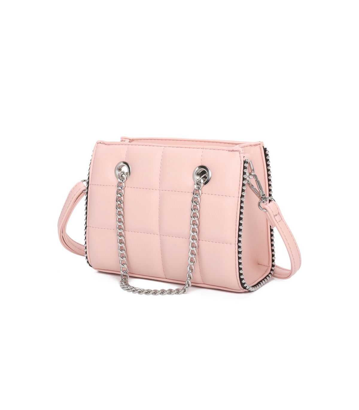 T11472 - Bolso bandolera con asa de cadena plateada