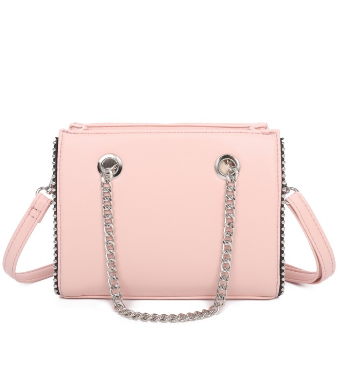 T11472 - Bolso bandolera con asa de cadena plateada