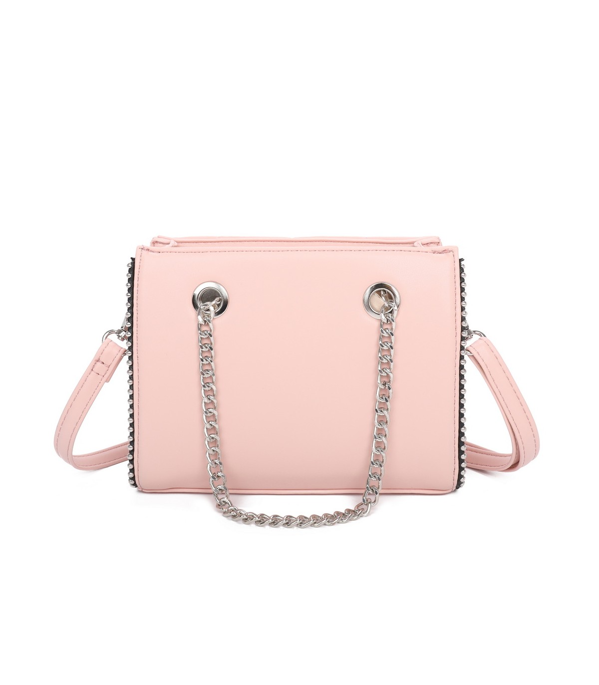 T11472 - Bolso bandolera con asa de cadena plateada