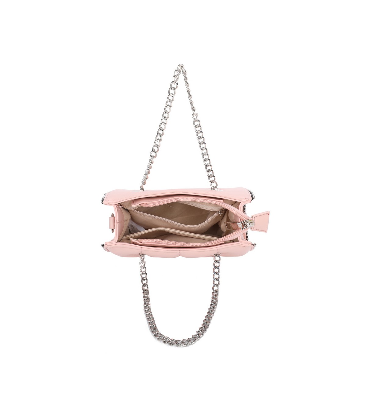 T11472 - Bolso bandolera con asa de cadena plateada