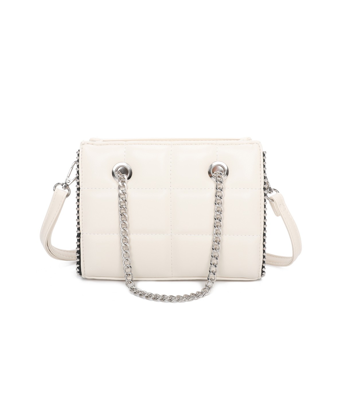 T11472 - Bolso bandolera con asa de cadena plateada