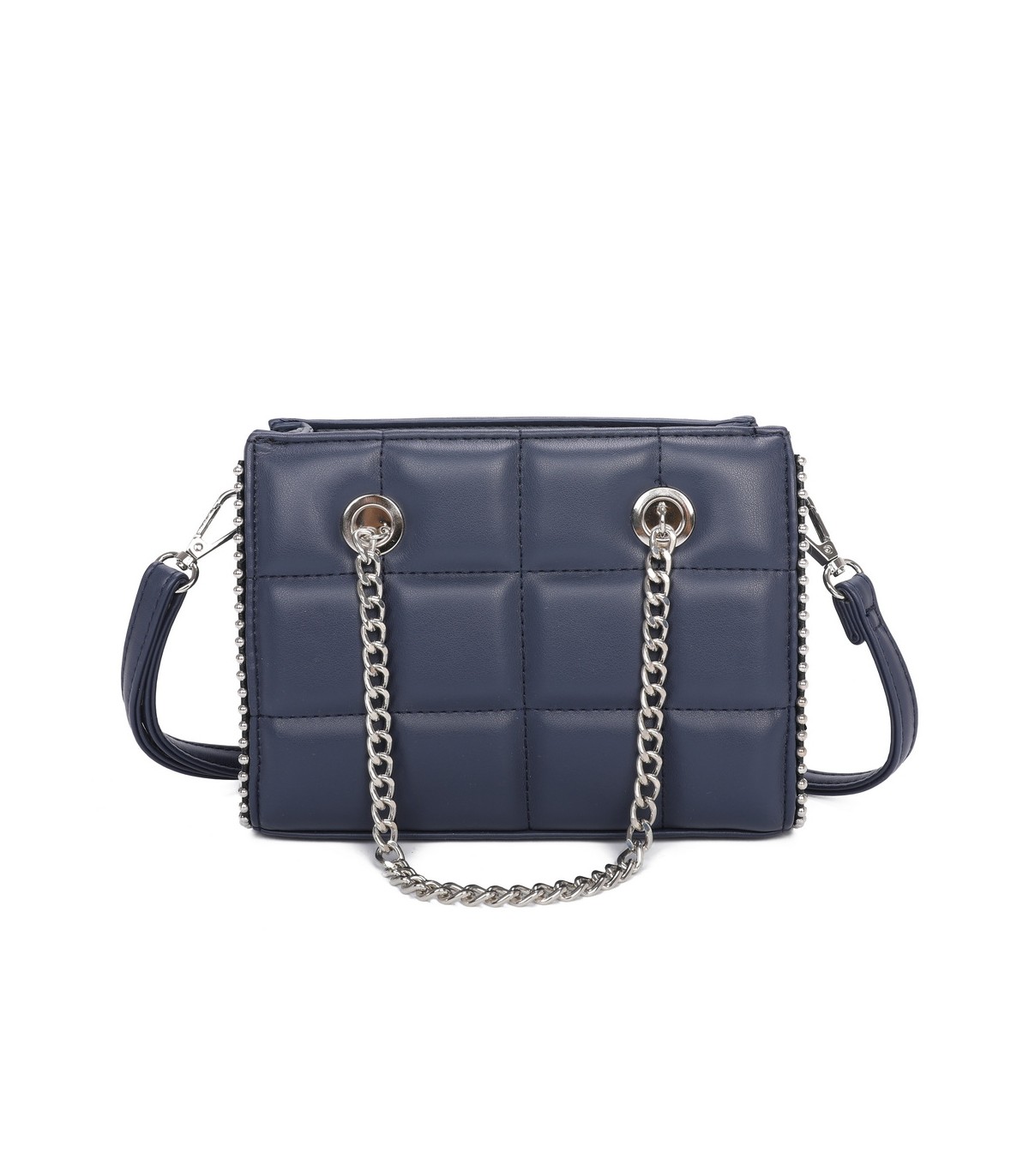 T11472 - Bolso bandolera con asa de cadena plateada
