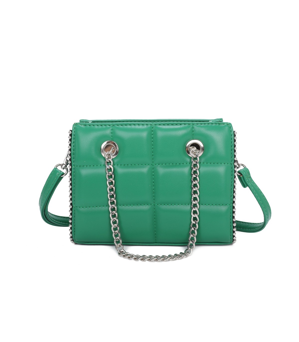 T11472 - Bolso bandolera con asa de cadena plateada