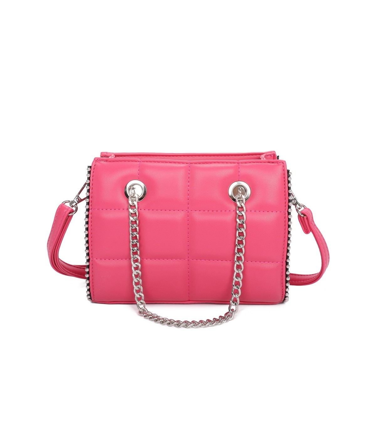 T11472 - Bolso bandolera con asa de cadena plateada