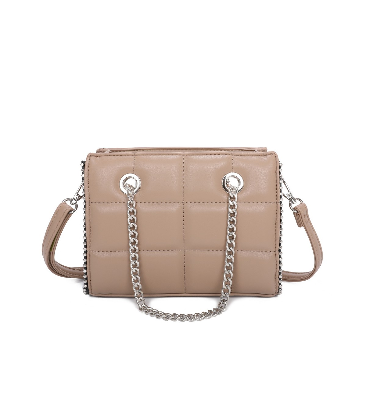 T11472 - Bolso bandolera con asa de cadena plateada