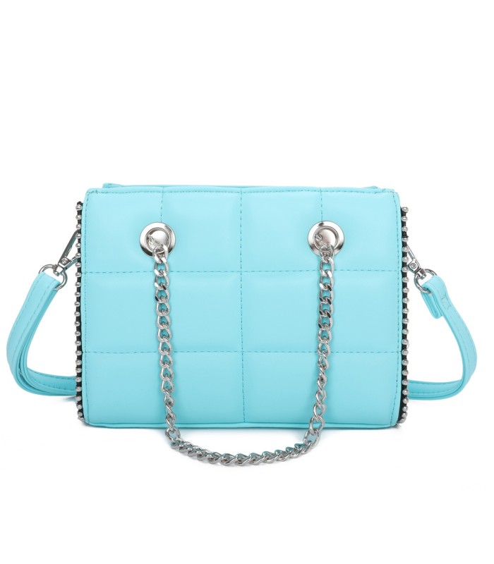 T11472 - Bolso bandolera con asa de cadena plateada