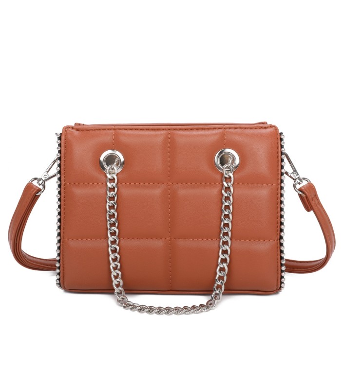 T11472 - Bolso bandolera con asa de cadena plateada