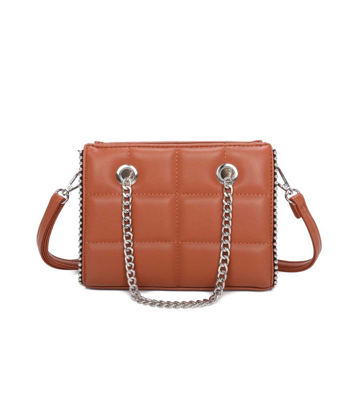 T11472 - Bolso bandolera con asa de cadena plateada