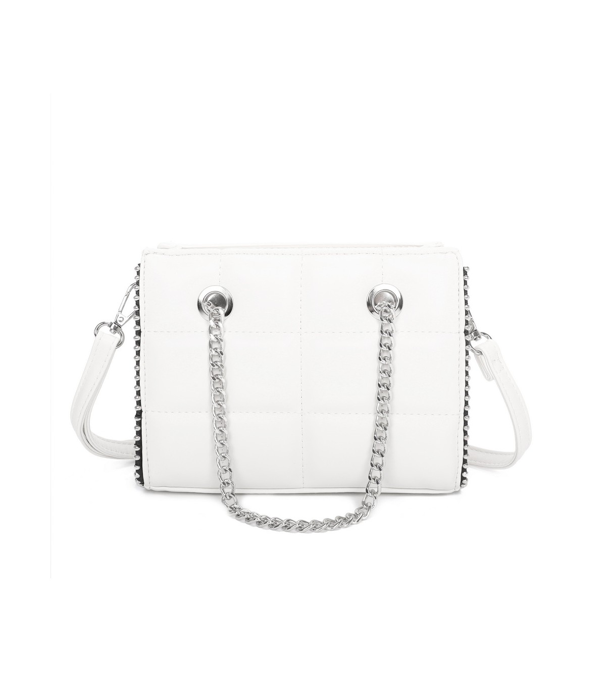 T11472 - Bolso bandolera con asa de cadena plateada