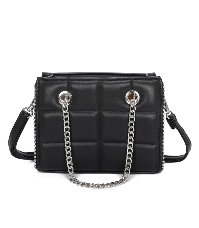 T11472 - Bolso bandolera con asa de cadena plateada