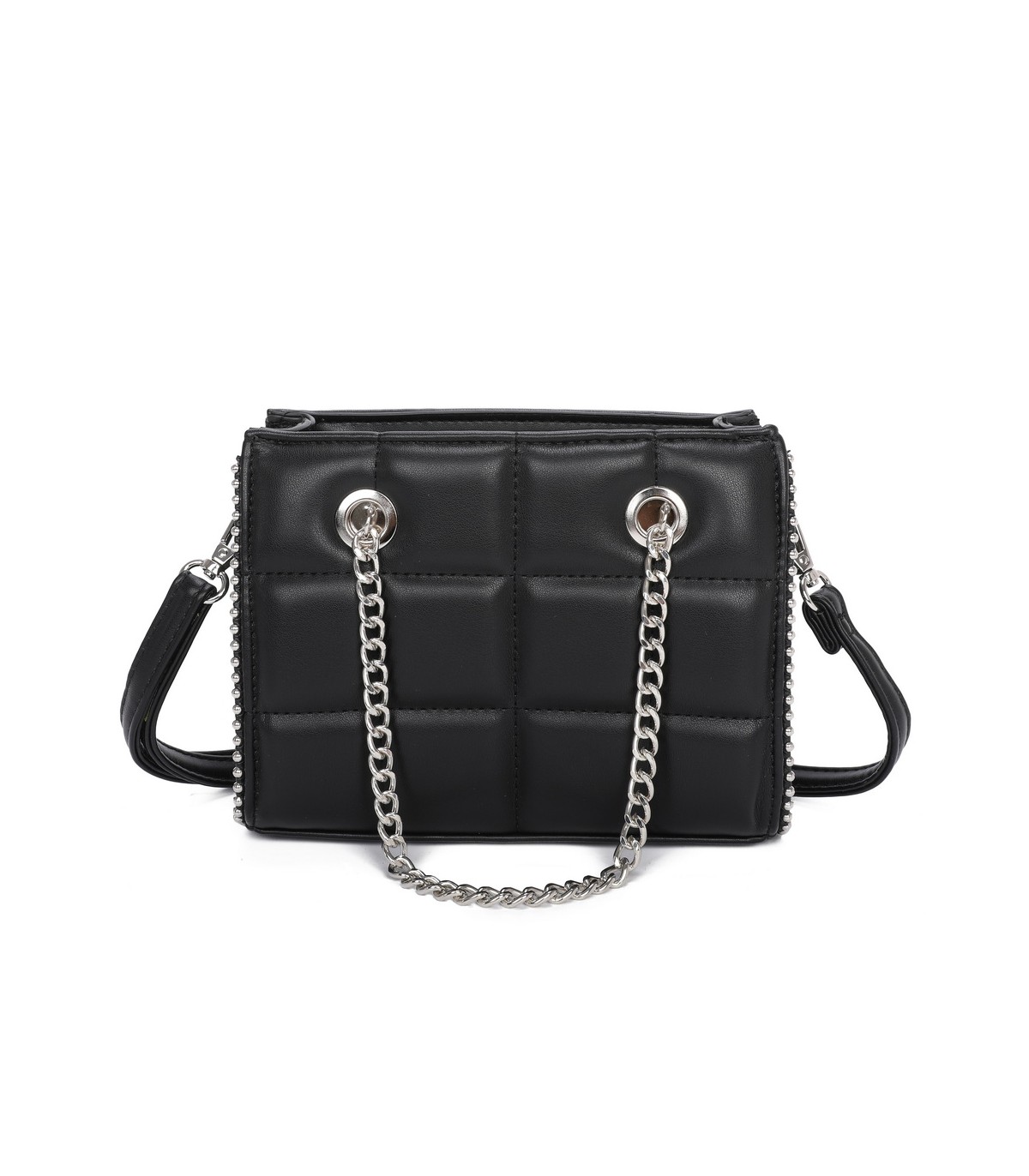 T11472 - Bolso bandolera con asa de cadena plateada