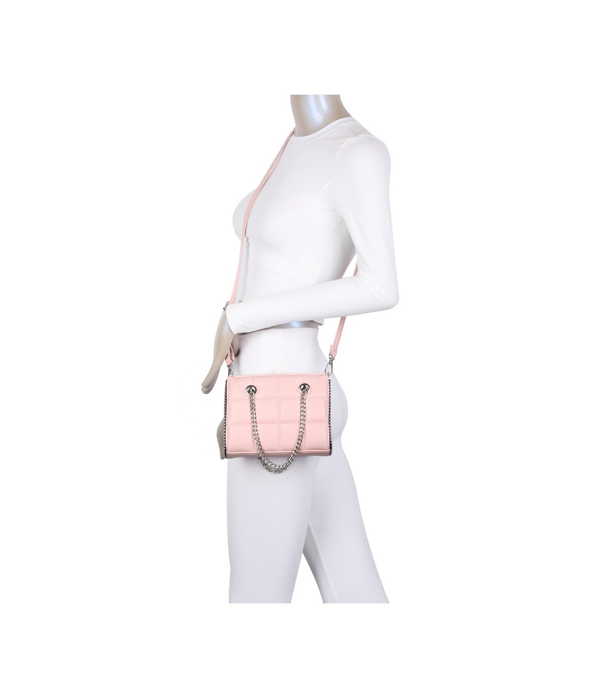 T11472 - Bolso bandolera con asa de cadena plateada
