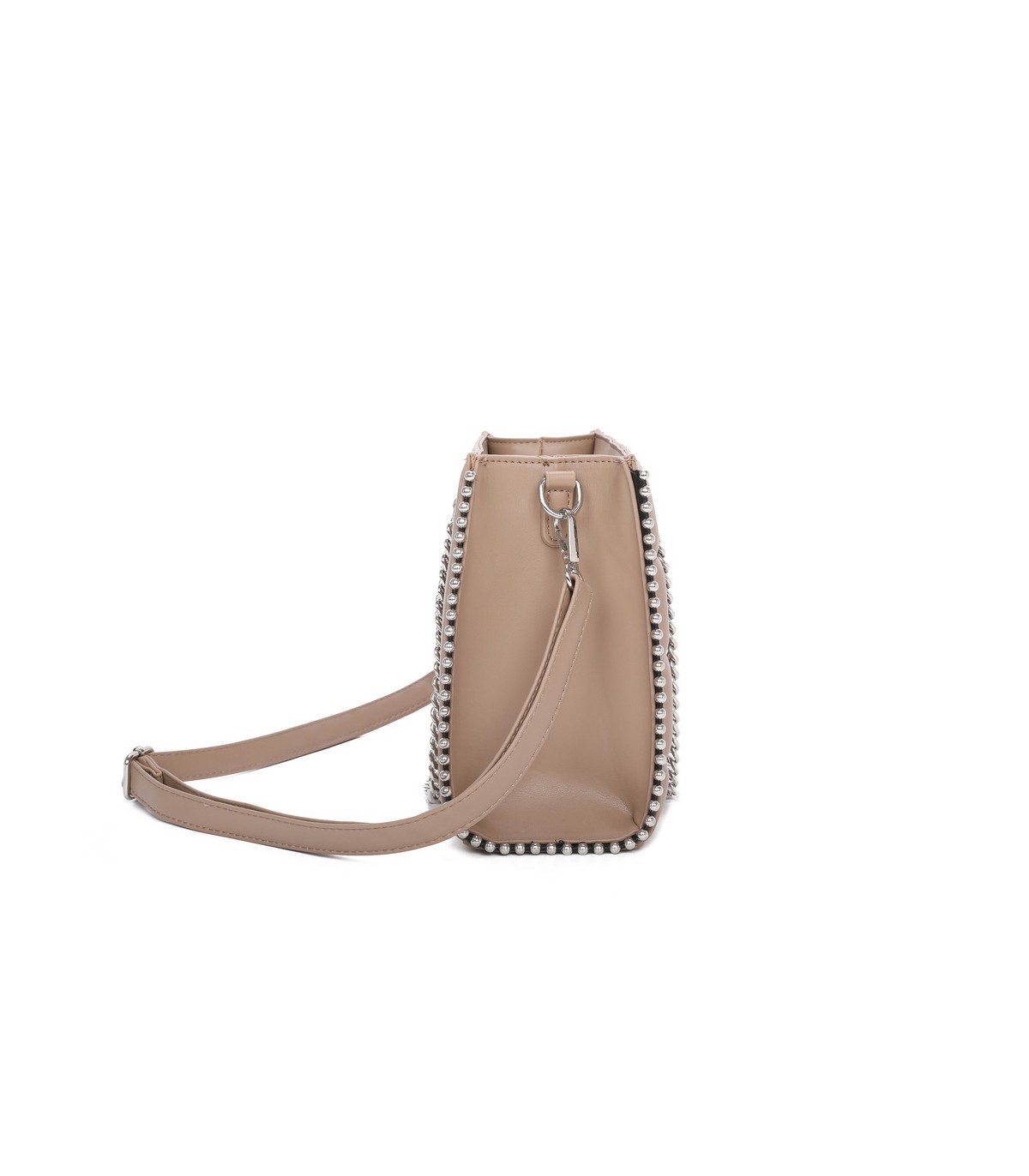 T11471 - Bolso rectangular de asa plateada y bandolera con textura de cuadros