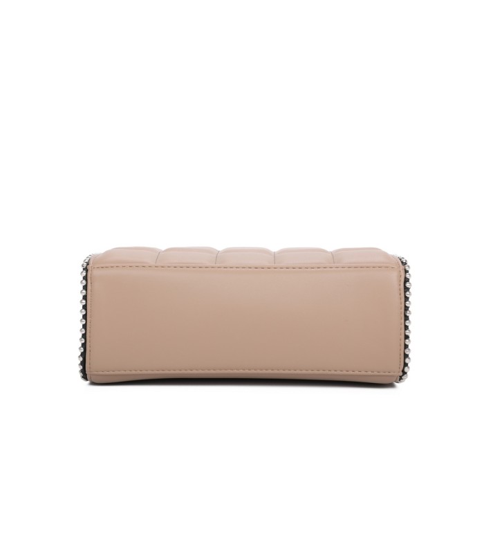 T11471 - Bolso rectangular de asa plateada y bandolera con textura de cuadros
