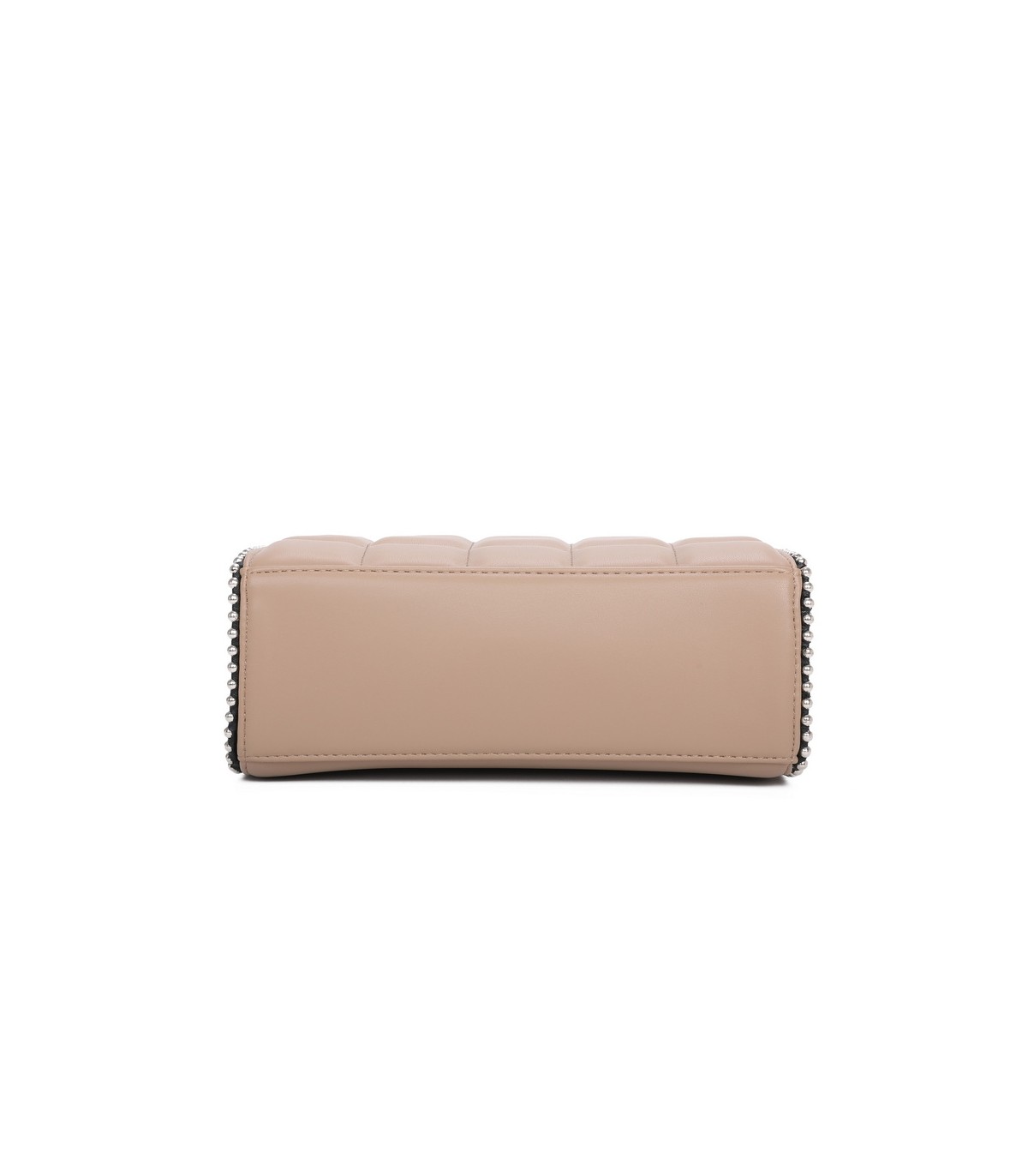 T11471 - Bolso rectangular de asa plateada y bandolera con textura de cuadros