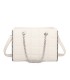 T11471 - Bolso rectangular de asa plateada y bandolera con textura de cuadros
