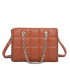 T11471 - Bolso rectangular de asa plateada y bandolera con textura de cuadros