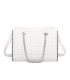 T11471 - Bolso rectangular de asa plateada y bandolera con textura de cuadros
