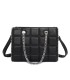 T11471 - Bolso rectangular de asa plateada y bandolera con textura de cuadros