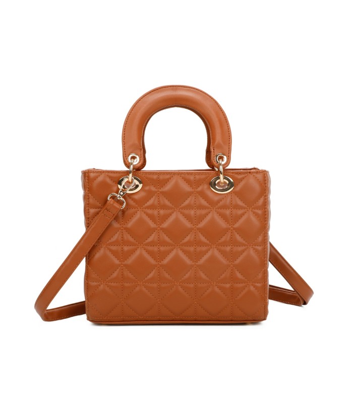 T11495 - Bolso bandolera con asa grande y motivos geométricos