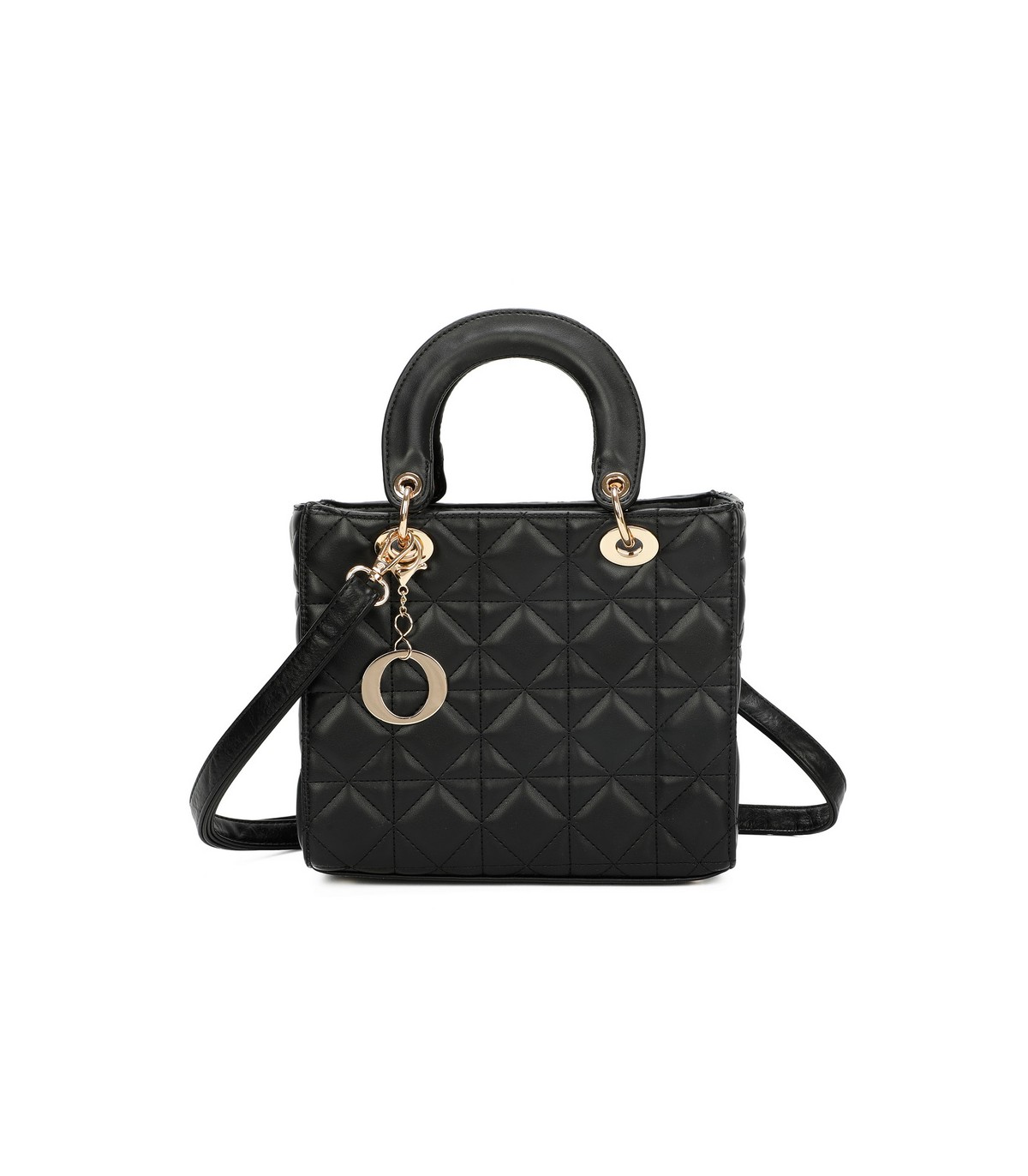 T11495 - Bolso bandolera con asa grande y motivos geométricos