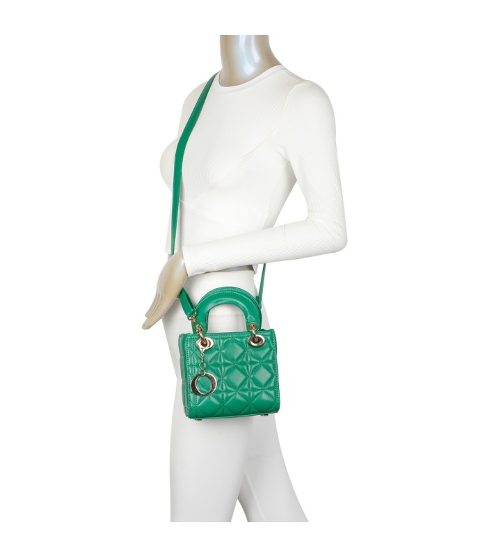 T11494 - Bolso cuadrado con asa grande y colgante O de adorno
