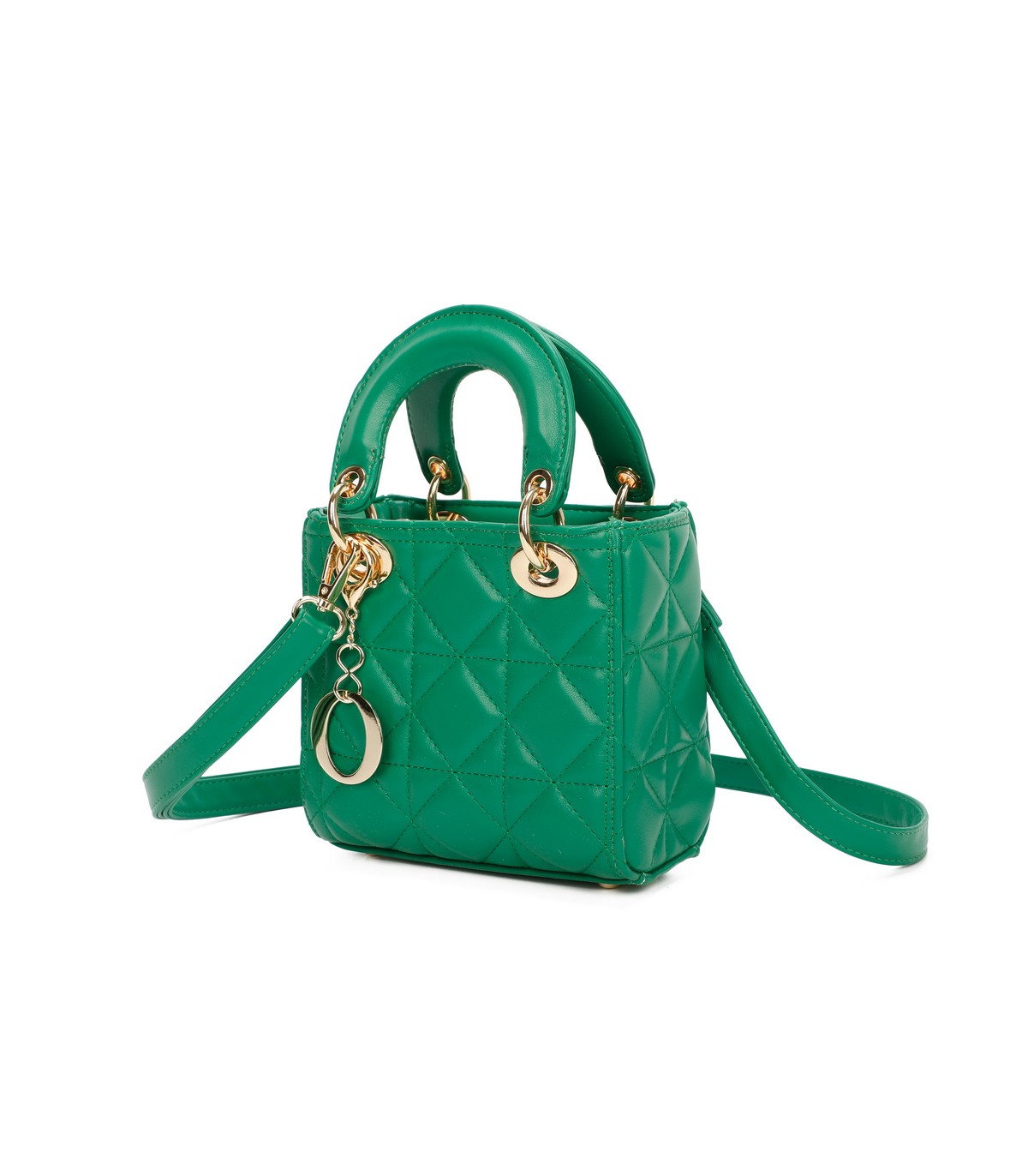 T11494 - Bolso cuadrado con asa grande y colgante O de adorno