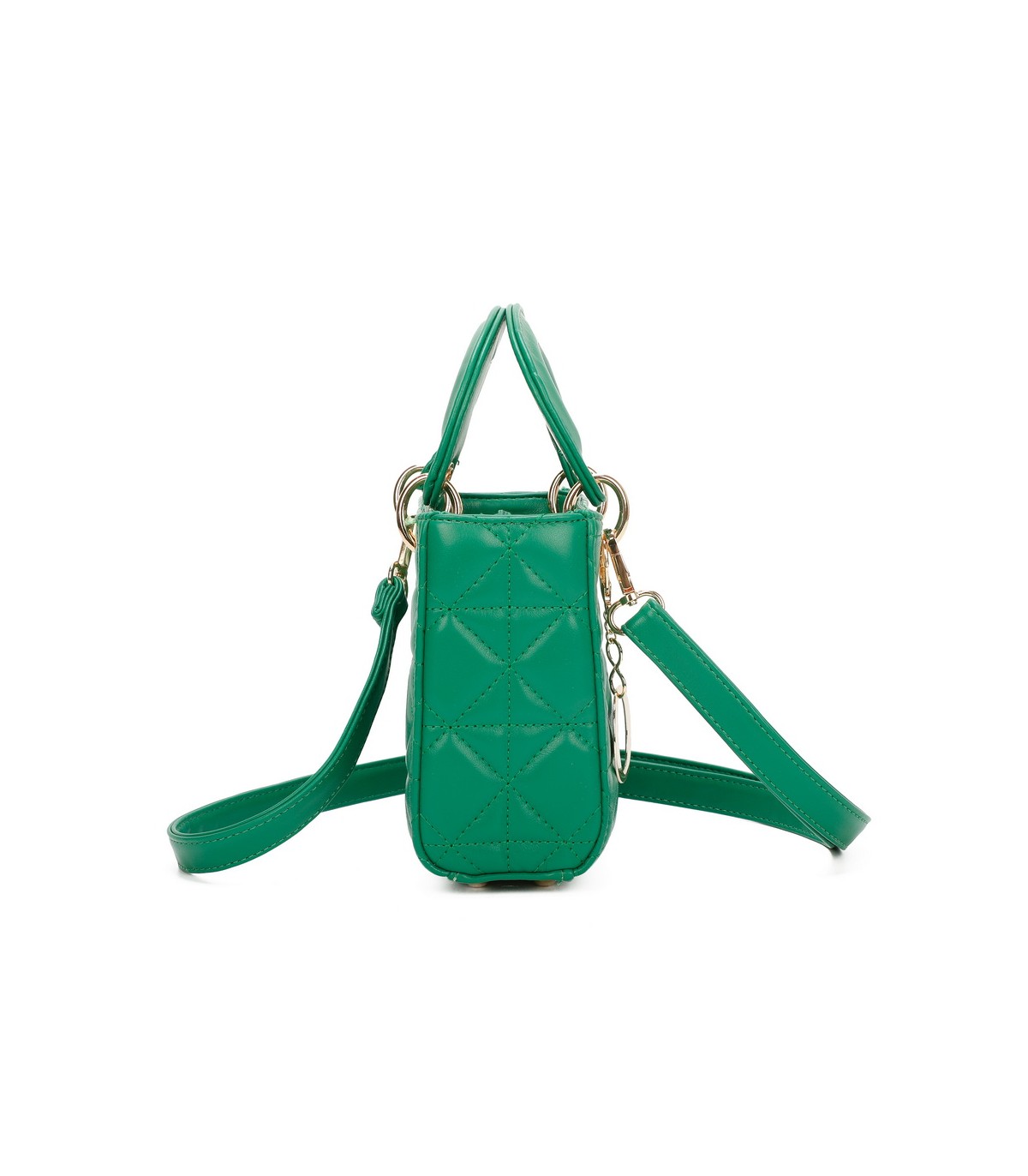 T11494 - Bolso cuadrado con asa grande y colgante O de adorno