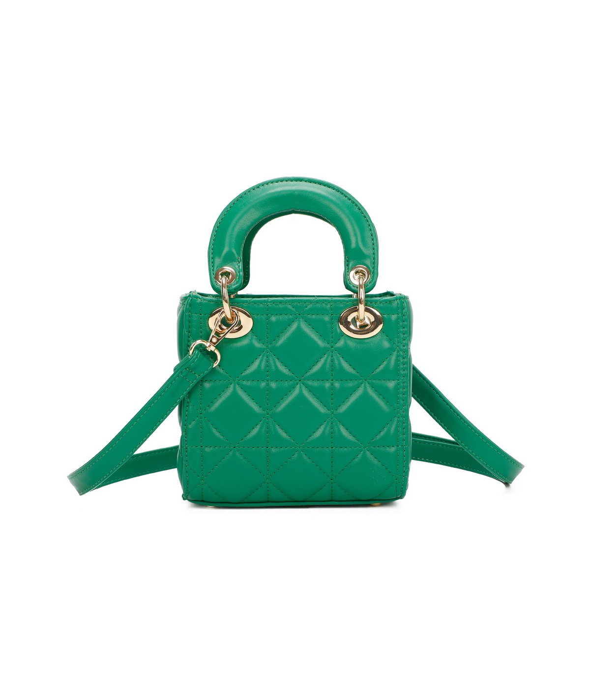 T11494 - Bolso cuadrado con asa grande y colgante O de adorno