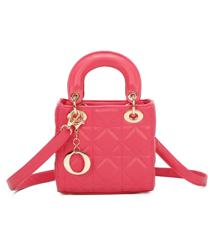 T11494 - Bolso cuadrado con asa grande y colgante O de adorno